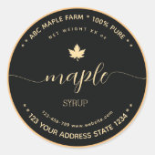 Sticker Rond Script Gold and Black maple syrup labels (Devant)
