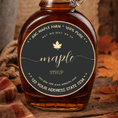 Sticker Rond Script Gold and Black maple syrup labels