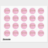 Sticker Rond Script Gracias rose et or personnalisé (Feuille)