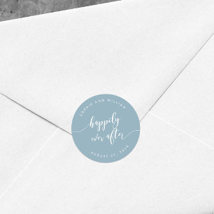 Sticker Rond Script Heureux Jamais après le Mariage de couleur