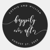 Sticker Rond Script Heureux Jamais après le Mariage de couleur  (Devant)