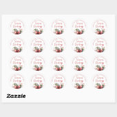 Sticker Rond Script Joyeuses Fêtes moderne Bow rouge du nom (Feuille)