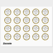 Sticker Rond Script Joyeux Anniversaire & Noms Noir Blanc Or (Feuille)