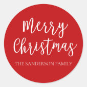Sticker Rond Script Joyeux Noël Nom de famille (Devant)