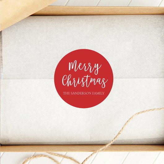 Sticker Rond Script Joyeux Noël Nom de famille