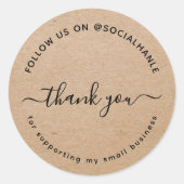 Sticker Rond  Script kraft thank you social handle  (Devant)