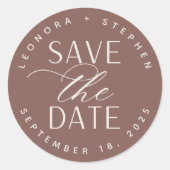 Sticker Rond Script lisse | Enregistrer la date (Devant)