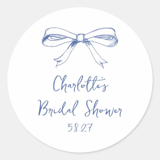Sticker Rond Script manuscrit Coquette Bow Fête des mariées ble (Devant)