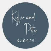 Sticker Rond Script manuscrit Gris moderne Élégant Mariage (Devant)
