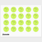 Sticker Rond script Merci Cyber Lime Jet Black noms date (Feuille)