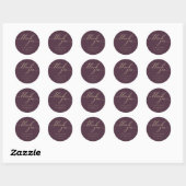 Sticker Rond script Merci Figue de Minuit noms date (Feuille)