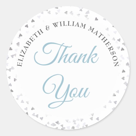 Sticker Rond Script Merci Love Hearts Confetti (Devant)