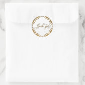 Sticker Rond Script Merci, Paillettes Dorées & Badge Orné (Sac)