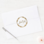 Sticker Rond Script Merci, Paillettes Dorées & Badge Orné (Enveloppe)