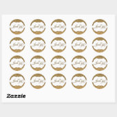 Sticker Rond Script Merci, Paillettes Dorées & Bande Ornée (Feuille)