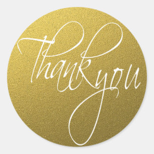 Sticker Rond Script Merci Parties scintillant or