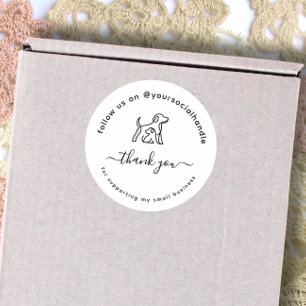 Sticker Rond Script merci poignée sociale Logo personnalisé