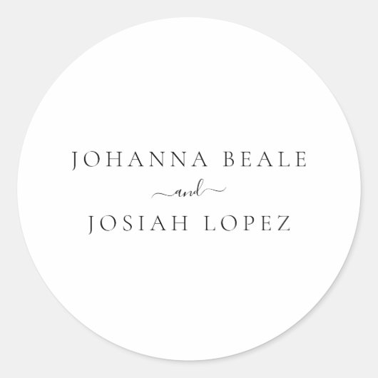 Sticker Rond Script minimaliste Mariage moderne (Devant)