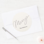 Sticker Rond Script minimaliste Merry Cream White Holiday (Enveloppe)