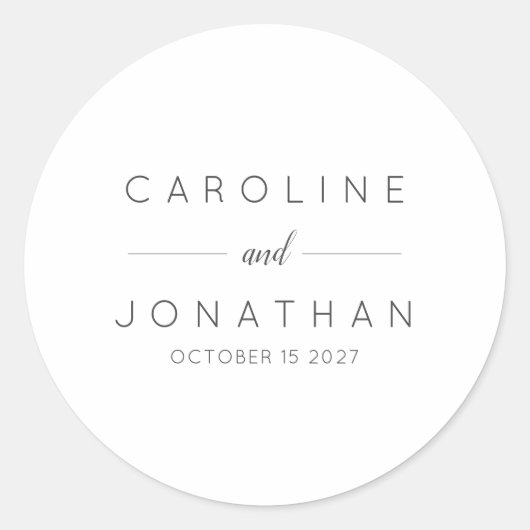 Sticker Rond Script minimaliste moderne mariage blanc personnal (Devant)