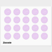 Sticker Rond Script minimaliste Nom personnalisé dans Lavender (Feuille)