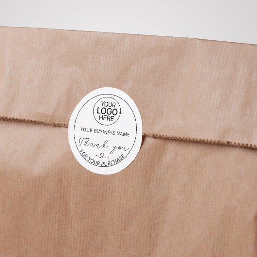 Sticker Rond Script moderne Ajouter un logo Merci d'entreprise