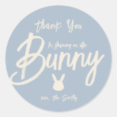 Sticker Rond Script Moderne Baby shower de lapin mou (Devant)