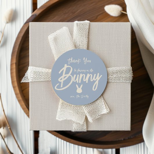 Sticker Rond Script Moderne Baby shower de lapin mou
