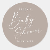 Sticker Rond Script moderne Baby shower neutre genre (Devant)