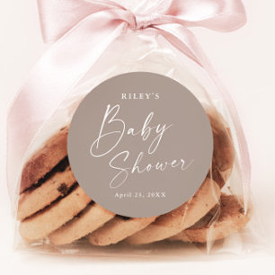 Sticker Rond Script moderne Baby shower neutre genre