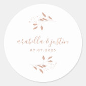 Sticker Rond Script moderne Botanique Dusty Mariage rose (Devant)