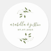 Sticker Rond Script moderne Botanique Mariage de verdure (Devant)