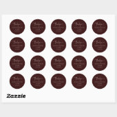Sticker Rond Script Moderne Bourgogne Mauve (Feuille)
