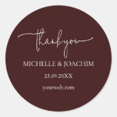 Sticker Rond Script Moderne Bourgogne Mauve (Devant)