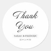 Sticker Rond Script moderne Calligraphie minimale Mariage blanc (Devant)