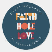 Sticker Rond script moderne coloré heureux vacances monogramme (Devant)