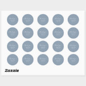 Sticker Rond Script moderne Dusty Mariage bleu Merci (Feuille)