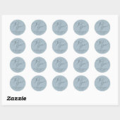 Sticker Rond Script moderne Dusty Merci bleu Fête des mariées (Feuille)