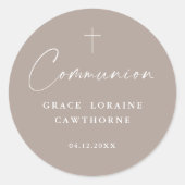 Sticker Rond Script moderne élégant Neutral Première communion (Devant)
