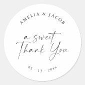 Sticker Rond Script moderne Faveur de mariage personnalisée (Devant)