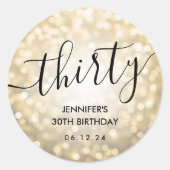 Sticker Rond Script moderne Gold Parties scintillant Lumières 3 (Devant)