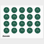 Sticker Rond Script moderne Green Christmas Joy (Feuille)