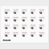 Sticker Rond Script moderne Happy Holiidays branche de cône de (Feuille)