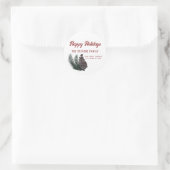 Sticker Rond Script moderne Happy Holiidays branche de cône de (Sac)