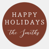 Sticker Rond Script moderne Joyeuses vacances Lettres Rouge (Devant)