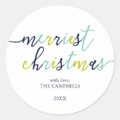 Sticker Rond Script moderne "Joyeux Noël" Classic Round S (Devant)