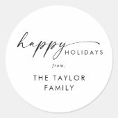 Sticker Rond Script moderne Joyeux vacances cadeau de vacances (Devant)