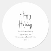 Sticker Rond Script moderne Joyeux vacances Enveloppe Phoques (Devant)