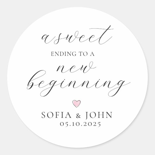 Sticker Rond Script moderne Mariage faveur Traite (Devant)
