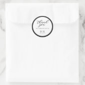 Sticker Rond Script moderne Merci Black Bordure Mariage Faveur (Sac)